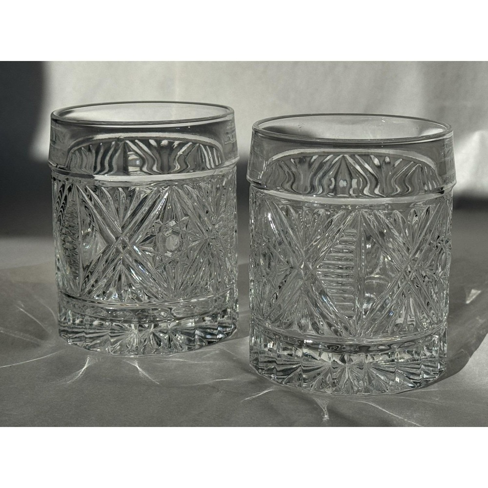 Oxford Crystal 2 PC Bohemia 24% Cut Crystal Double Old Fashioned Glass Polter